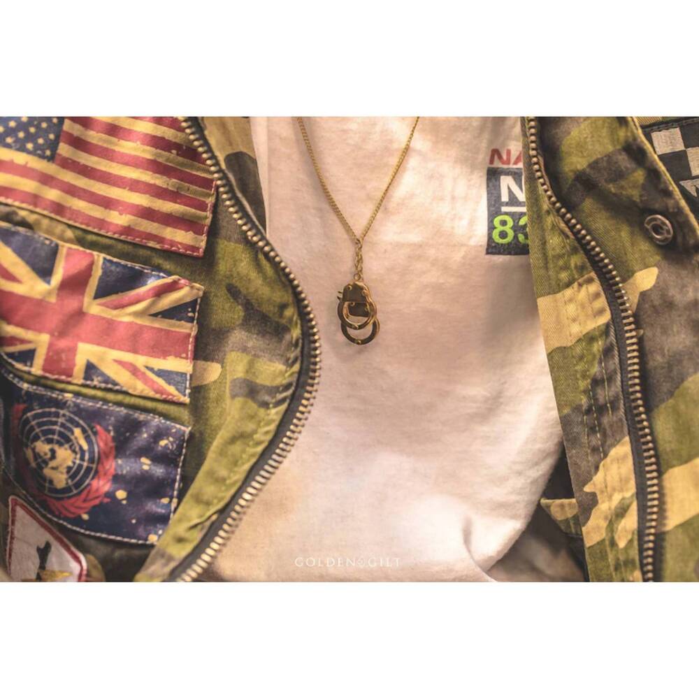 NEW GOLDEN GILT men's cuffs chain necklace in gold
